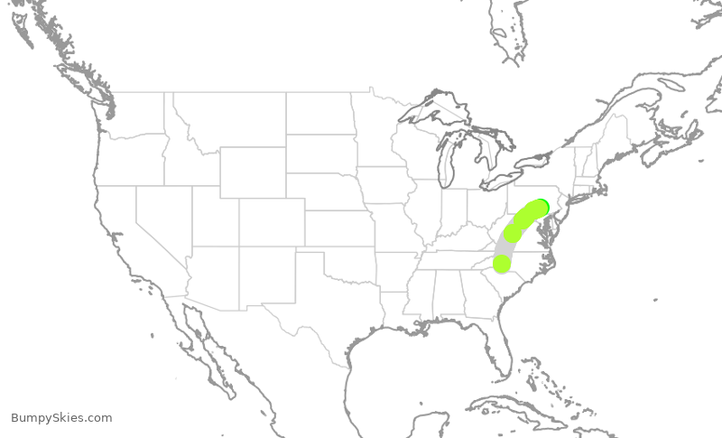 Turbulence forecast map for PDT5841, CLT to MDT