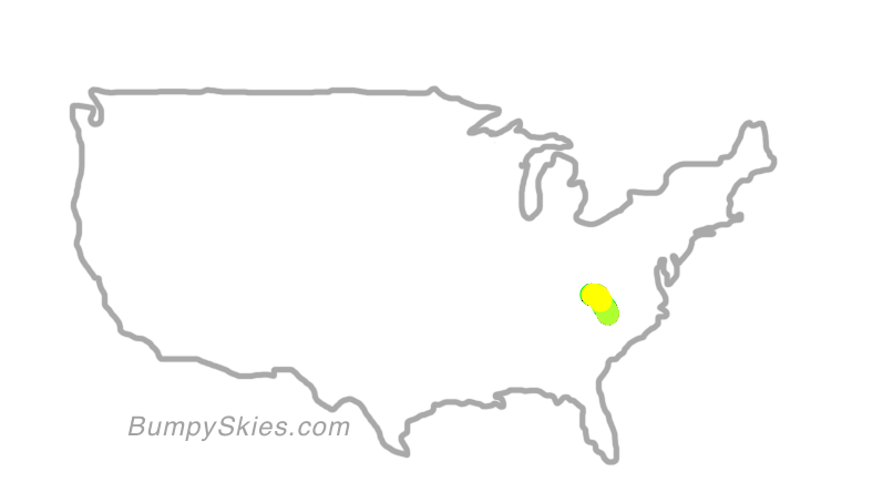 Map of continental US with illustrated flight path and turbulence forecast (described in text below)