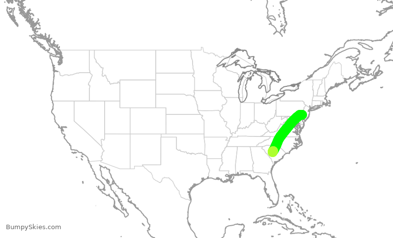 Turbulence forecast map for PDT5855, PHL to CAE