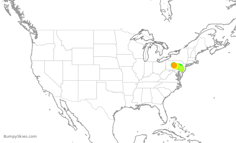 Turbulence forecast map for PDT5859, PHL to UNV