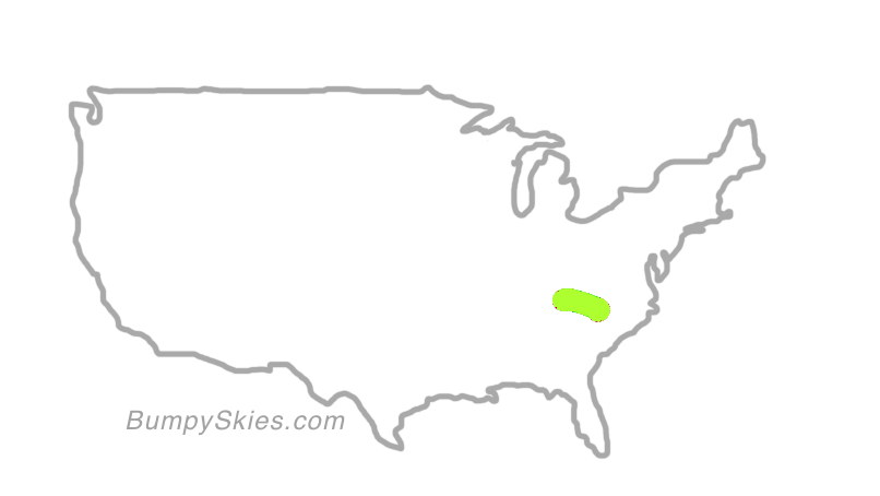 Map of continental US with illustrated flight path and turbulence forecast (described in text below)