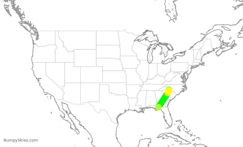 Turbulence forecast map for PDT5869, CLT to TLH