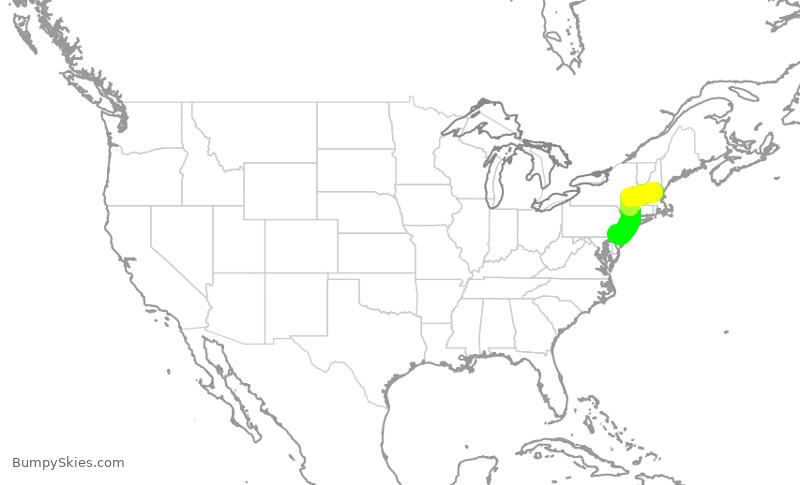 Turbulence forecast map for PDT5869, PHL to MHT