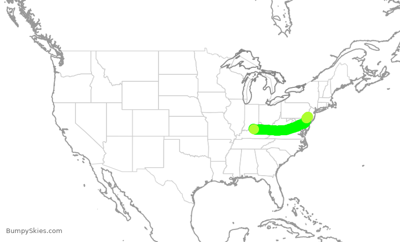 Turbulence forecast map for PDT5871, SDF to PHL