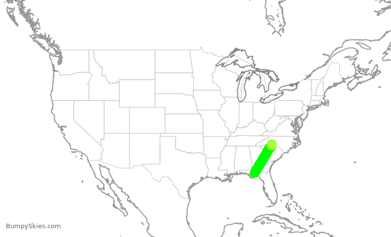 Turbulence forecast map for PDT5878, TLH to CLT