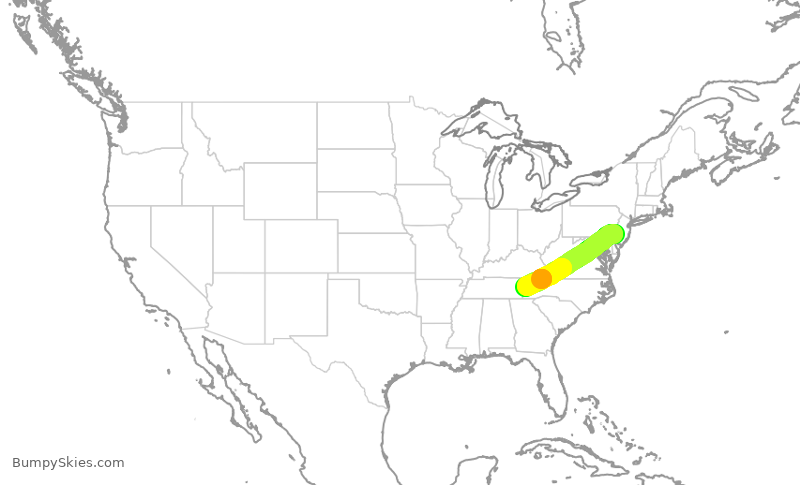 Turbulence forecast map for PDT5883, PHL to TYS