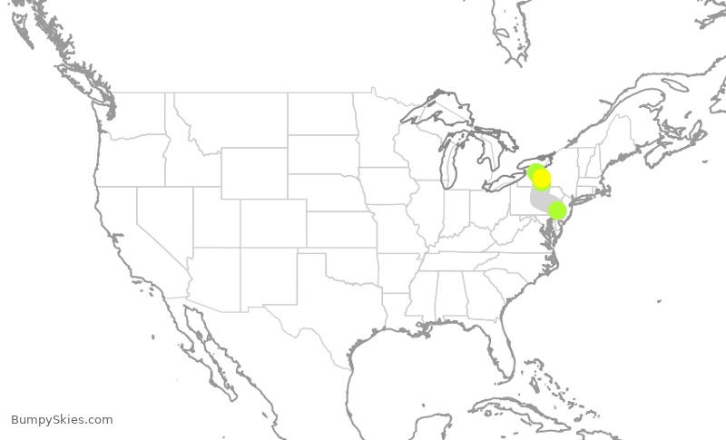 Turbulence forecast map for PDT5892, PHL to ROC