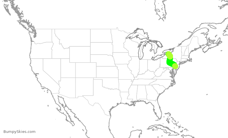 Turbulence forecast map for PDT5902, PHL to ROC