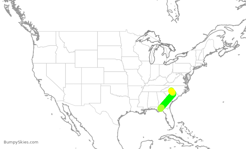 Turbulence forecast map for PDT5902, TLH to CLT