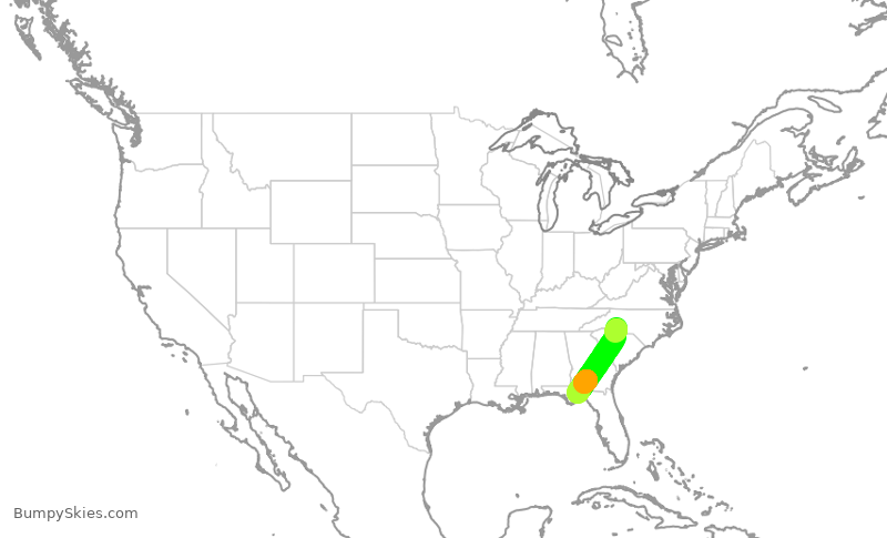 Turbulence forecast map for PDT5911, CLT to TLH