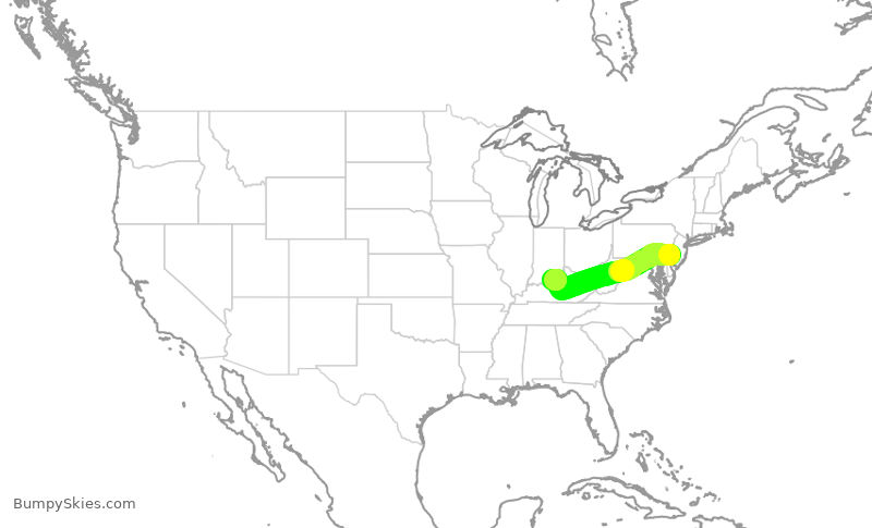 Turbulence forecast map for PDT5915, PHL to SDF