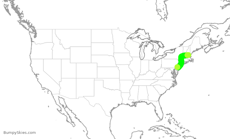 Turbulence forecast map for PDT5923, PHL to MHT
