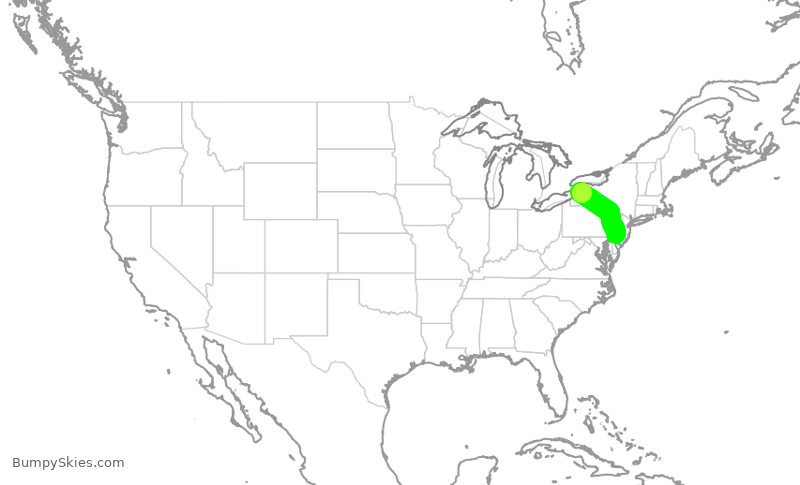 Turbulence forecast map for PDT5925, BUF to PHL