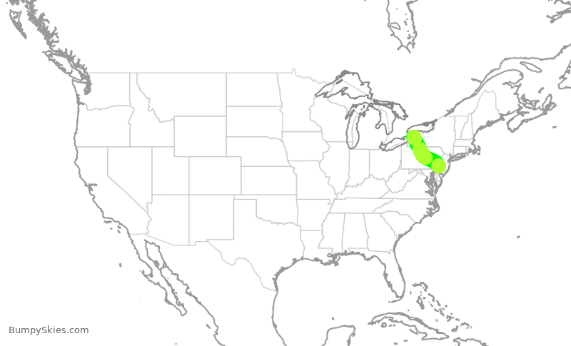 Turbulence forecast map for PDT5925, PHL to BUF