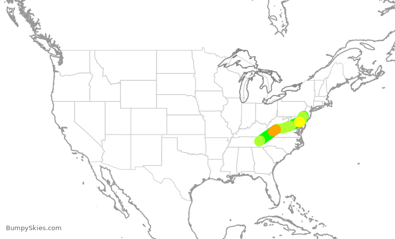 Turbulence forecast map for PDT5935, TYS to PHL