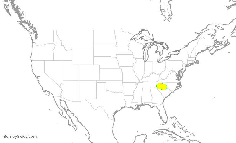 Turbulence forecast map for PDT5947, CLT to AVL