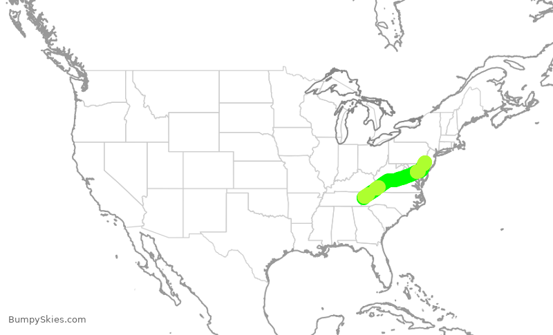 Turbulence forecast map for PDT5952, TYS to PHL