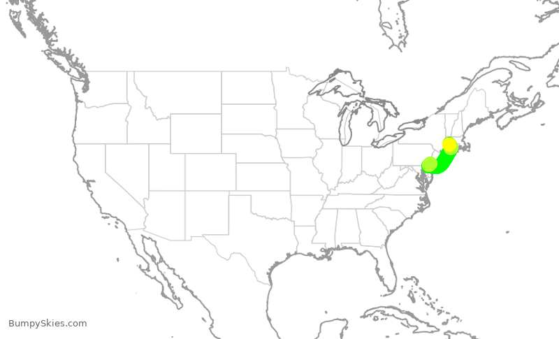 Turbulence forecast map for PDT5953, BDL to PHL