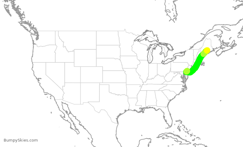 Turbulence forecast map for PDT5955, BGR to PHL