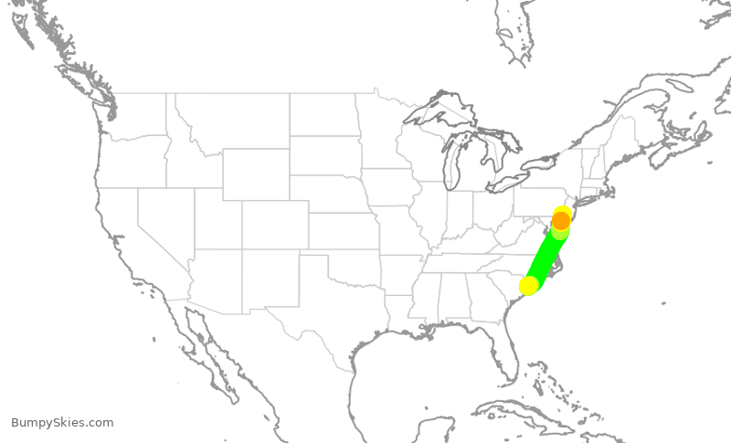 Turbulence forecast map for PDT5956, PHL to MYR