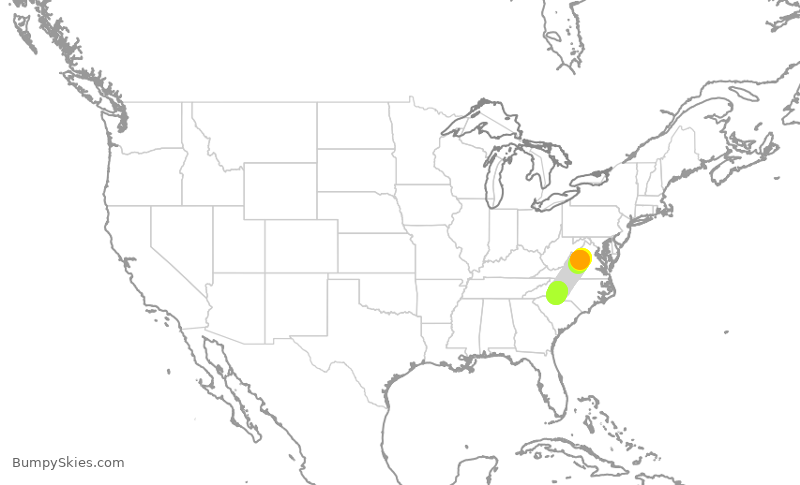 Turbulence forecast map for PDT5960, CHO to CLT