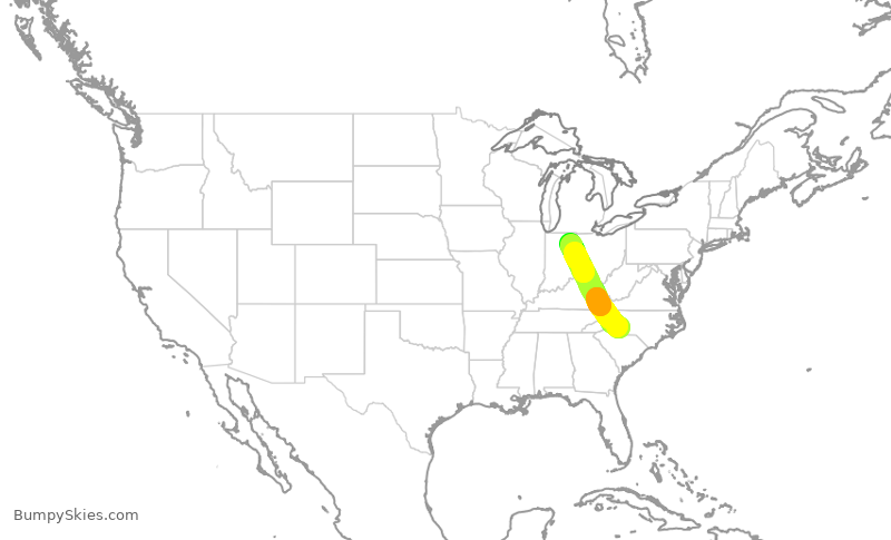 Turbulence forecast map for PDT5961, CLT to FWA