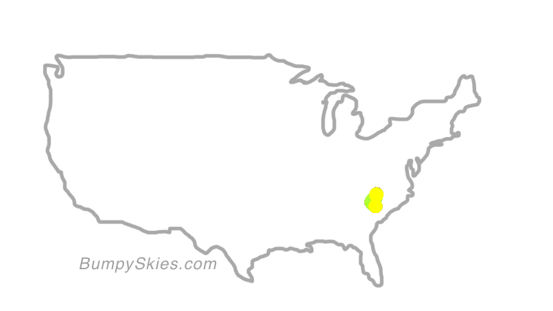 Map of continental US with illustrated flight path and turbulence forecast (described in text below)