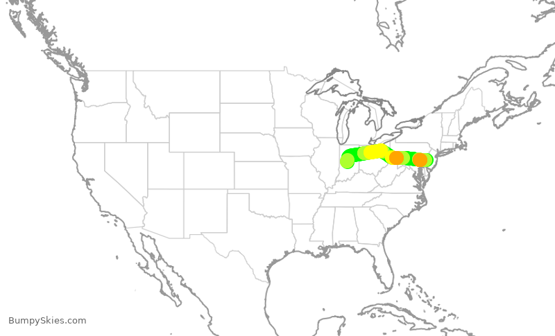 Turbulence forecast map for PDT5968, IND to PHL