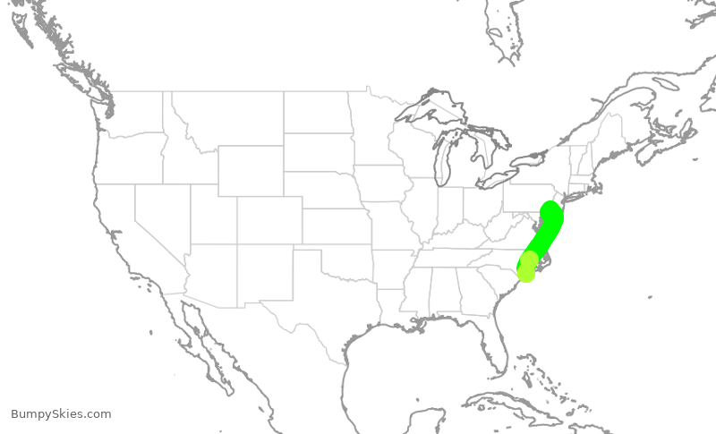 Turbulence forecast map for PDT5978, ILM to PHL