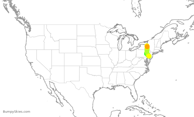 Turbulence forecast map for PDT5982, PHL to SYR