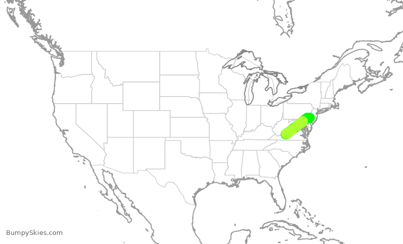 Turbulence forecast map for PDT5983, PHL to ROA