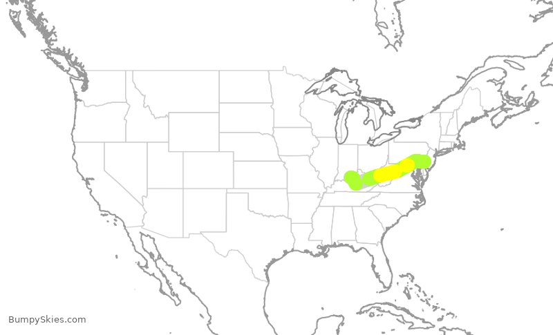 Turbulence forecast map for PDT5994, PHL to SDF