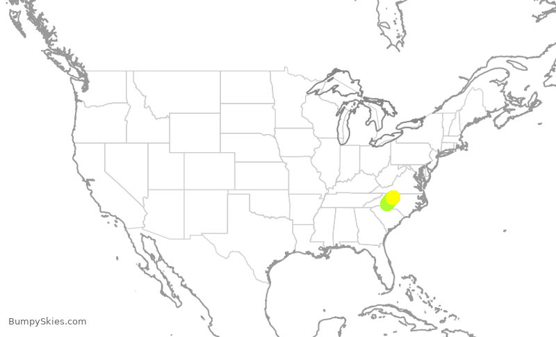 Turbulence forecast map for PDT5999, GSO to CLT