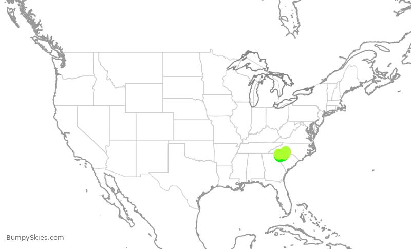 Turbulence forecast map for PDT6004, GSP to CLT