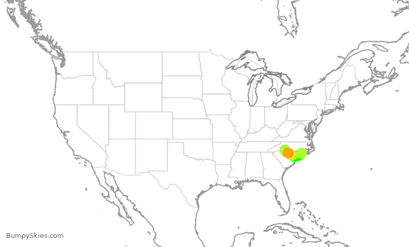 Turbulence forecast map for PDT6009, OAJ to CLT