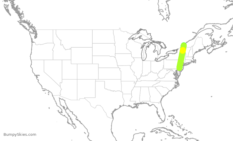 Turbulence forecast map for PDT6011, YUL to PHL