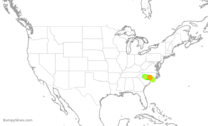 Turbulence forecast map for PDT6013, CLT to ILM