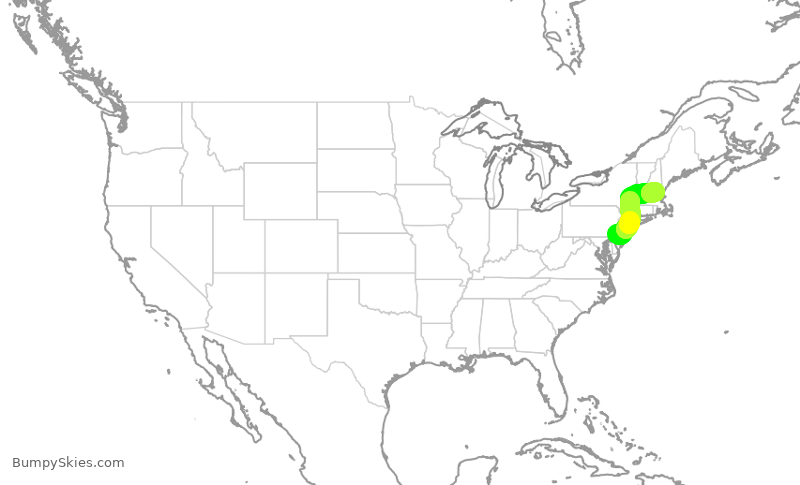 Turbulence forecast map for PDT6032, PHL to MHT