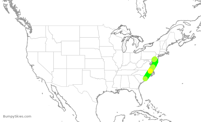 Turbulence forecast map for PDT6039, MYR to PHL