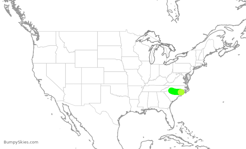 Turbulence forecast map for PDT6040, CLT to OAJ