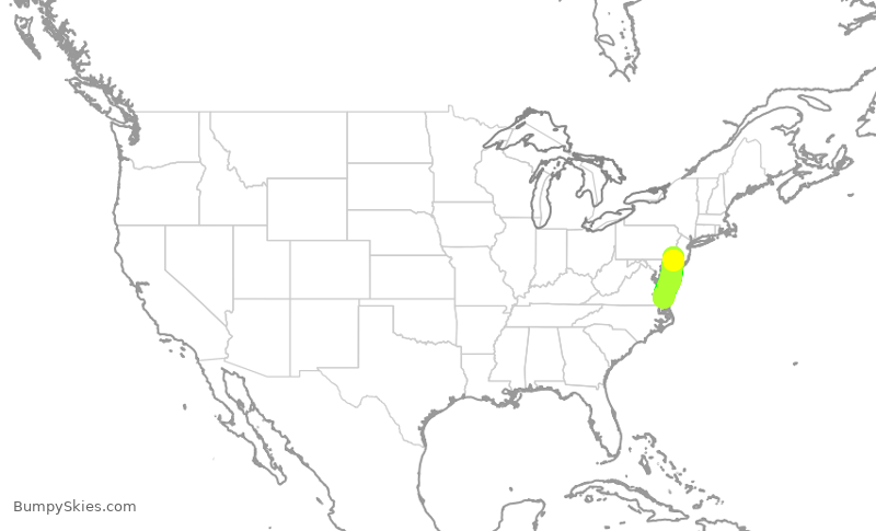 Turbulence forecast map for PDT6046, PHL to ORF