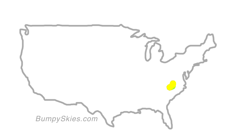 Map of continental US with illustrated flight path and turbulence forecast (described in text below)