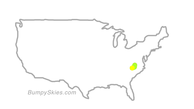 Map of continental US with illustrated flight path and turbulence forecast (described in text below)