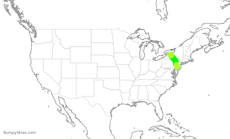 Turbulence forecast map for PDT6054, ROC to PHL