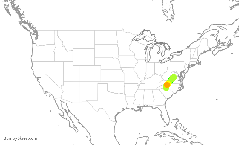 Turbulence forecast map for PDT6056, CLT to CHO