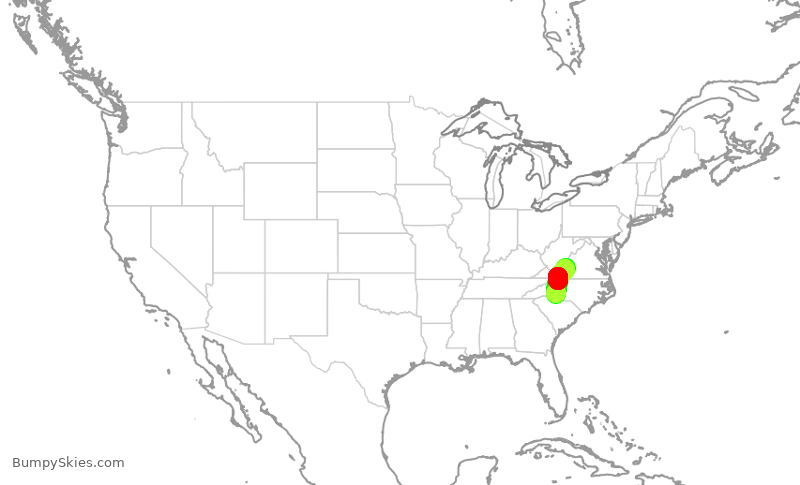 Turbulence forecast map for PDT6058, CLT to ROA