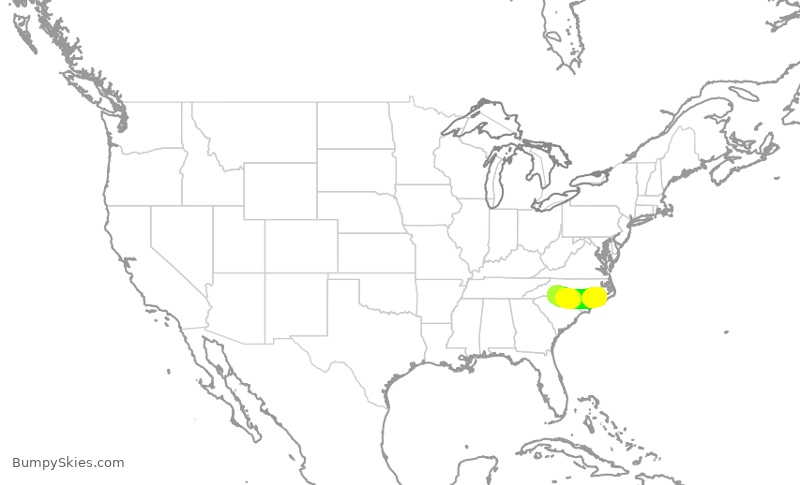 Turbulence forecast map for PDT6070, CLT to EWN