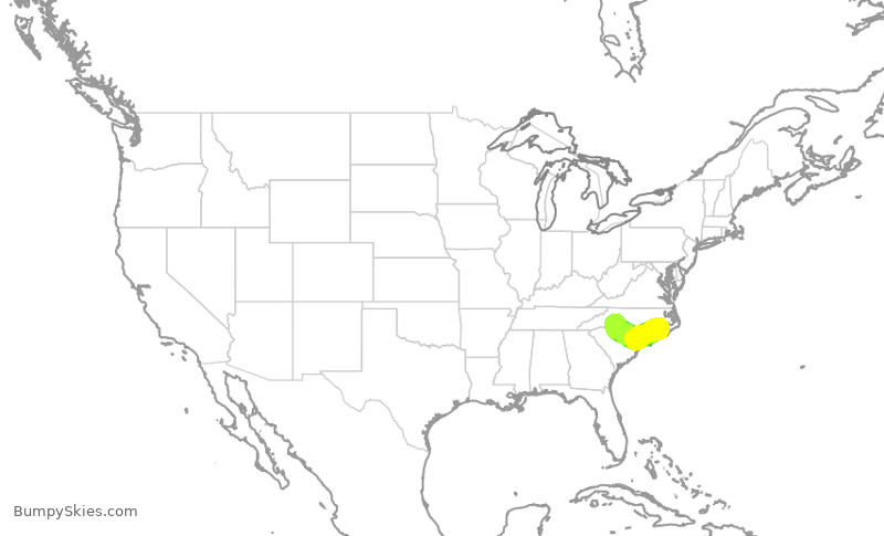 Turbulence forecast map for PDT6070, EWN to CLT