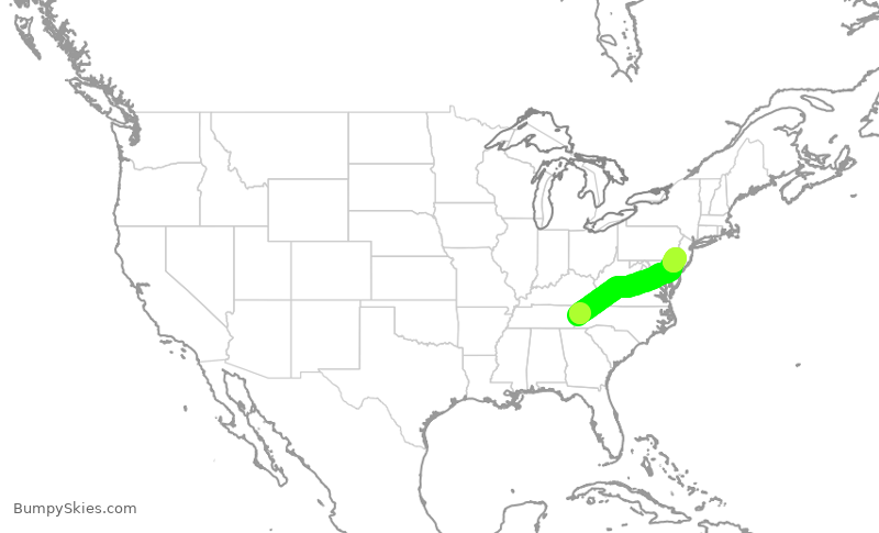 Turbulence forecast map for PDT6071, TYS to PHL