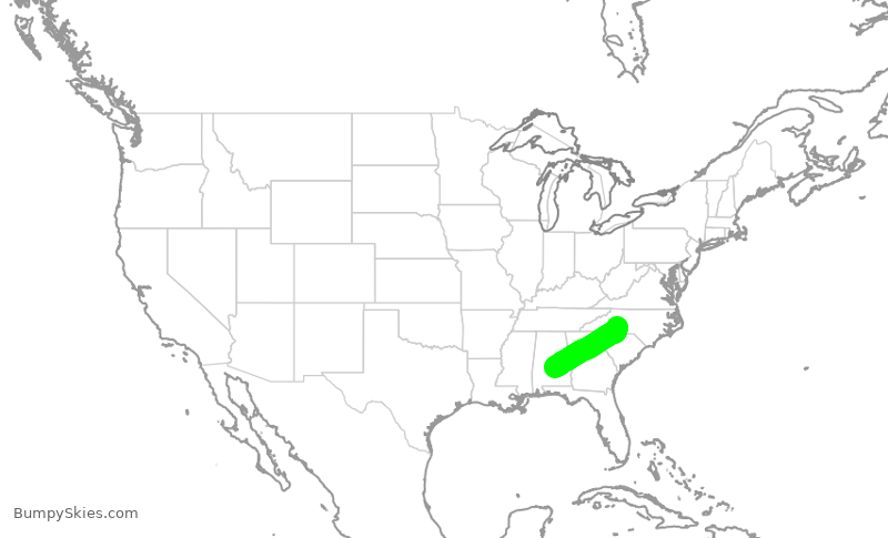 Turbulence forecast map for PDT6074, MGM to CLT